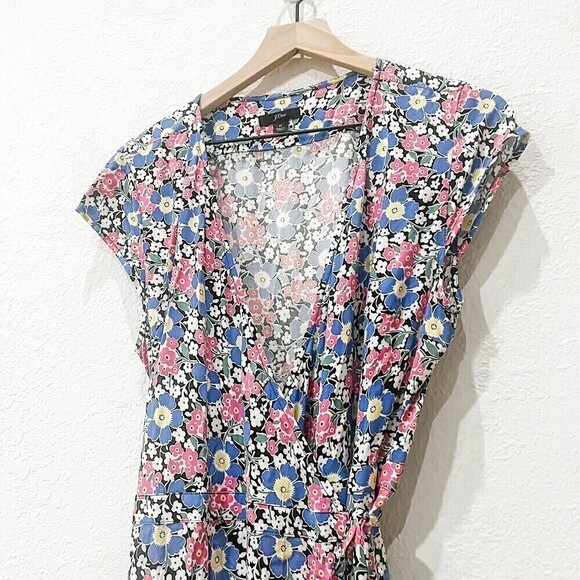 J. Crew Midi wrap dress in soft rayon pink-and-blue flowers size Medium - Picture 4 of 9